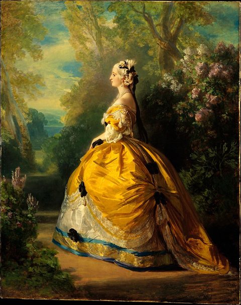 Portrait de l’impératrice Eugénie en robe dorée, peint par Franz Xaver Winterhalter en 1854